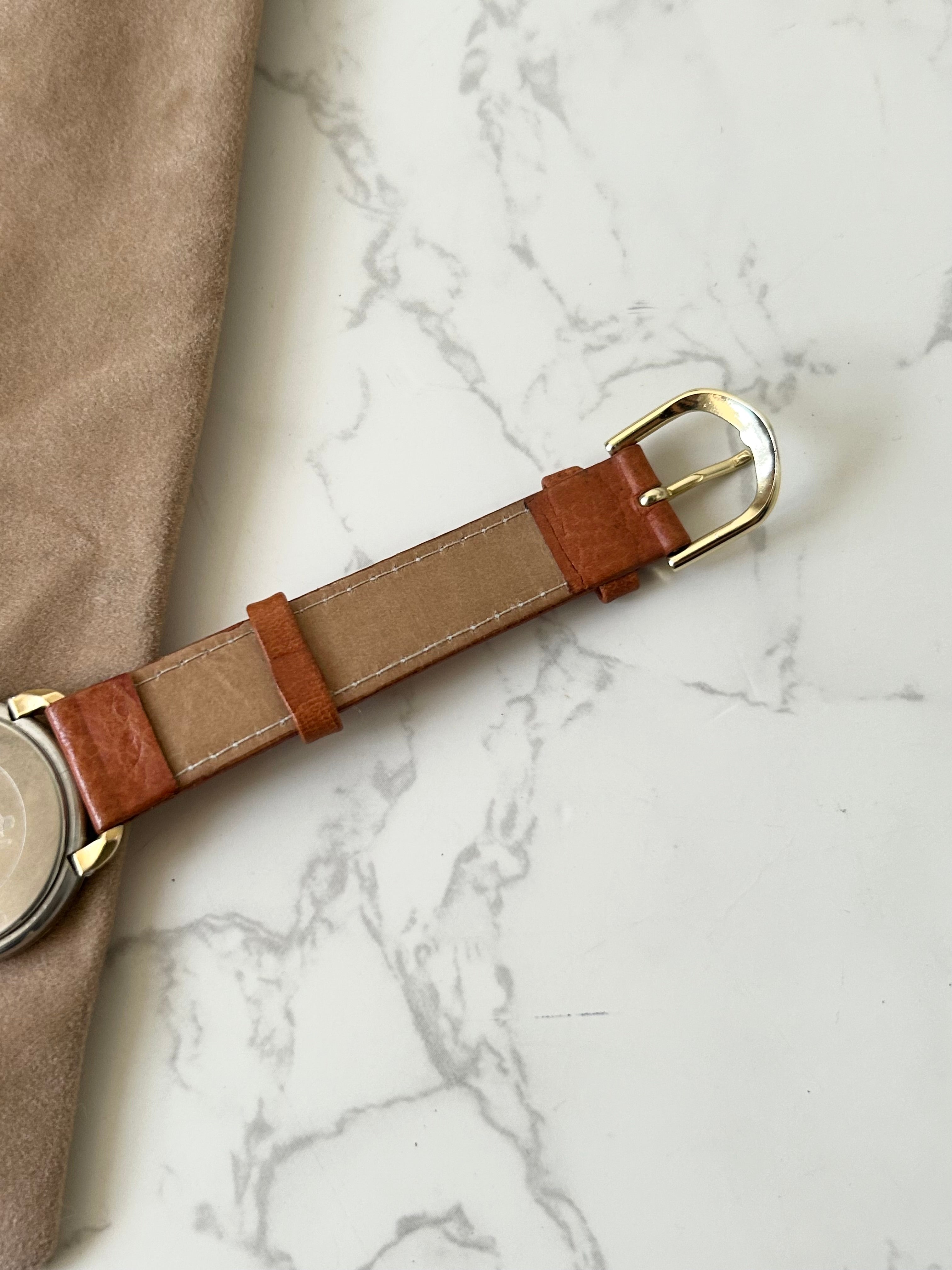 HERMES Pullman Gold Buckle Brown Belt Men's and Women's Antique Watch/Watch