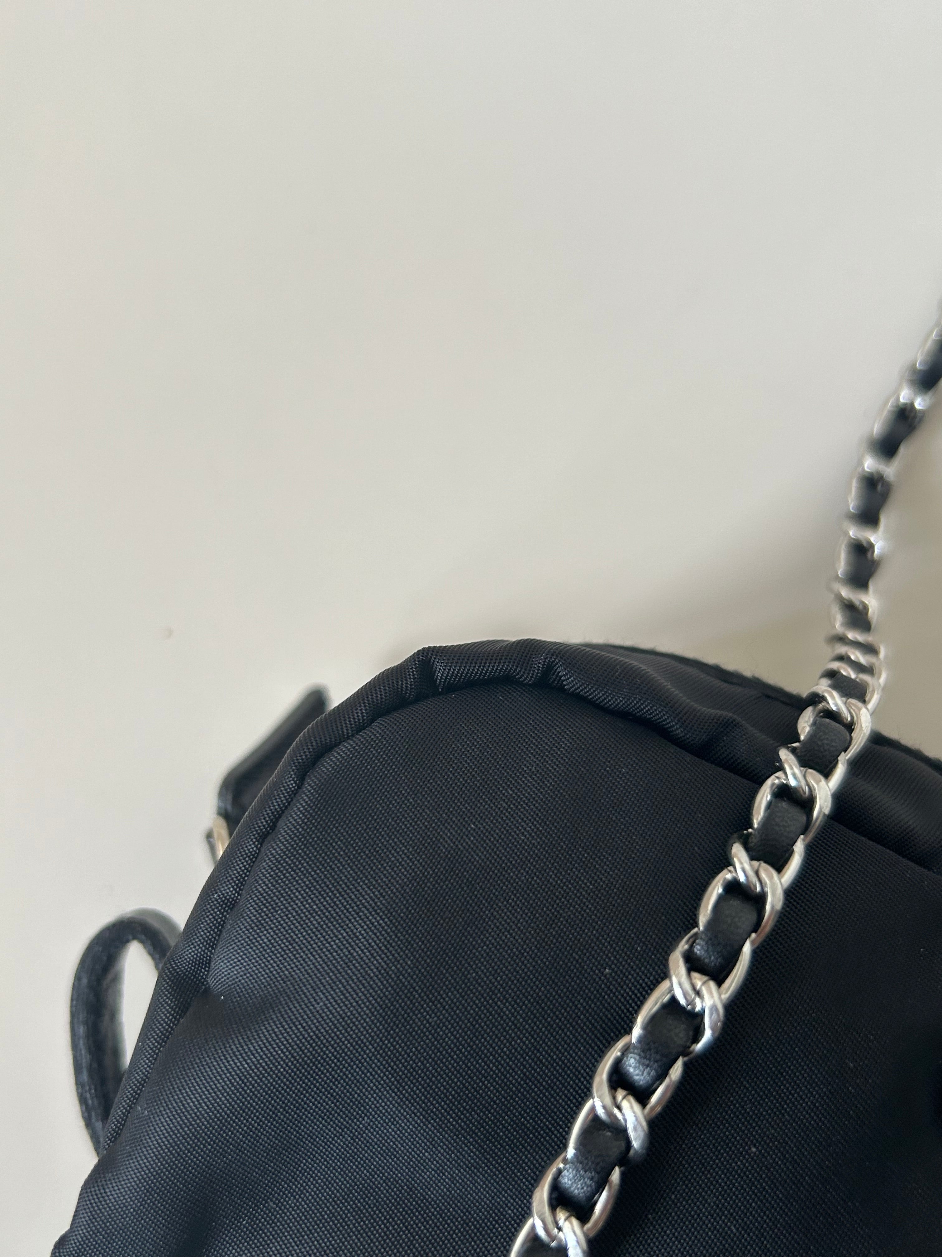 PRADA parachute black chain small bag/shoulder bag/side backpack