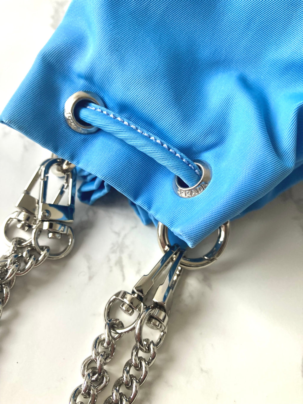 PRADA Parachute Chain Blue Mini Bucket (Add-on)