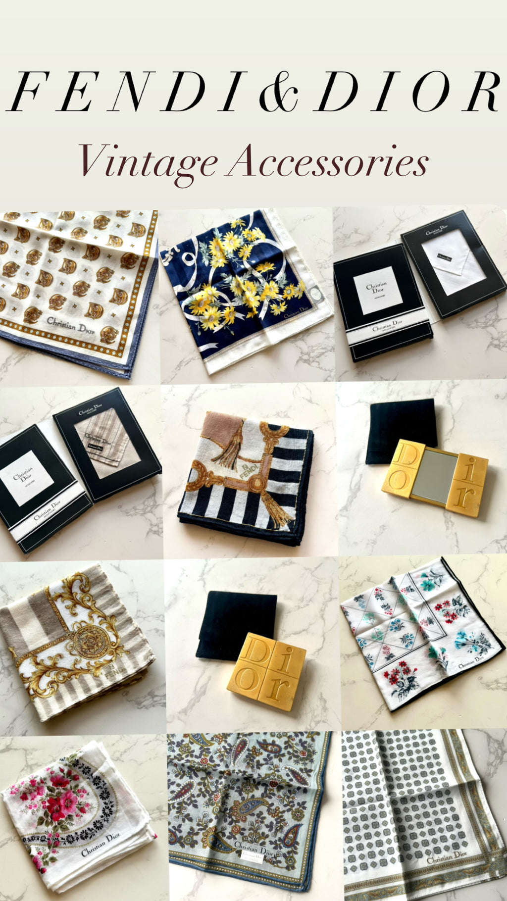 DIOR / FENDI中古方型絲巾（約46x46cm)或配件（隨機款式）· 新春禮品