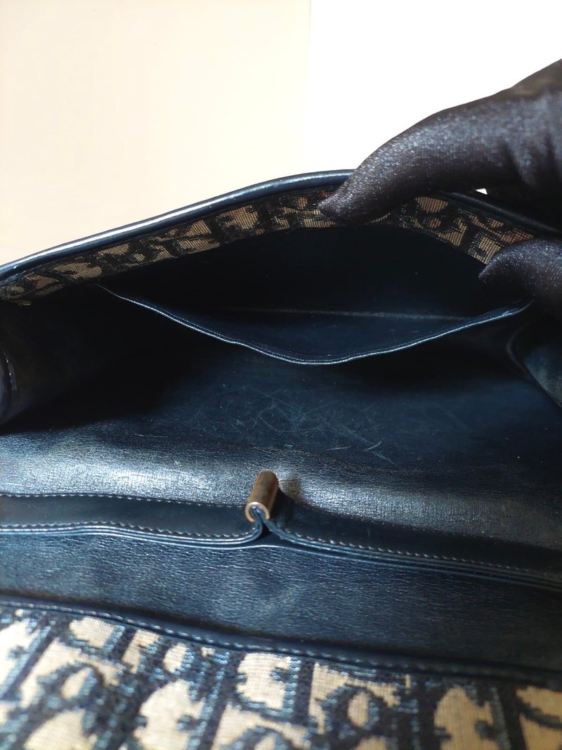 CHRISTIAN DIOR dark blue monogram shoulder bag/side bag/oblique bag - Japanese second-hand Vintage
