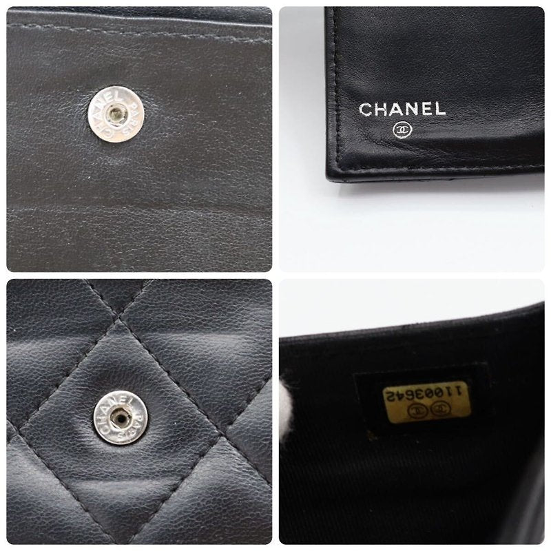 CHANEL Black Lambskin Leather Long Wallet/Chain Side Bag/Slant Bag - Japanese Second-hand Vintage