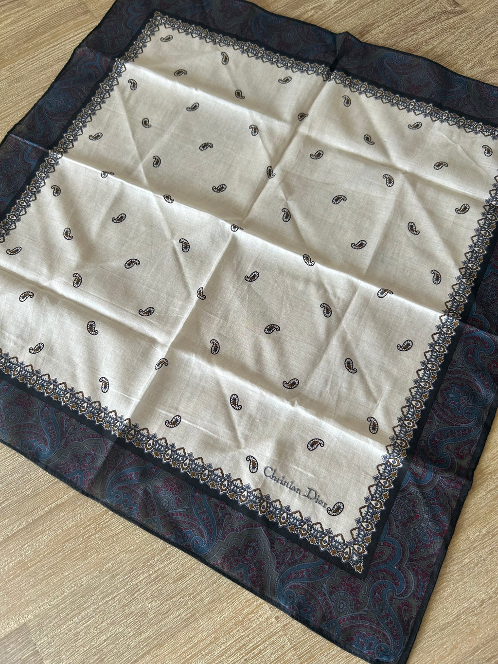 $38 Add-on-CHRISTIAN DIOR Cashew Flower Square Silk Scarf 46x46cm (Original Price $380)