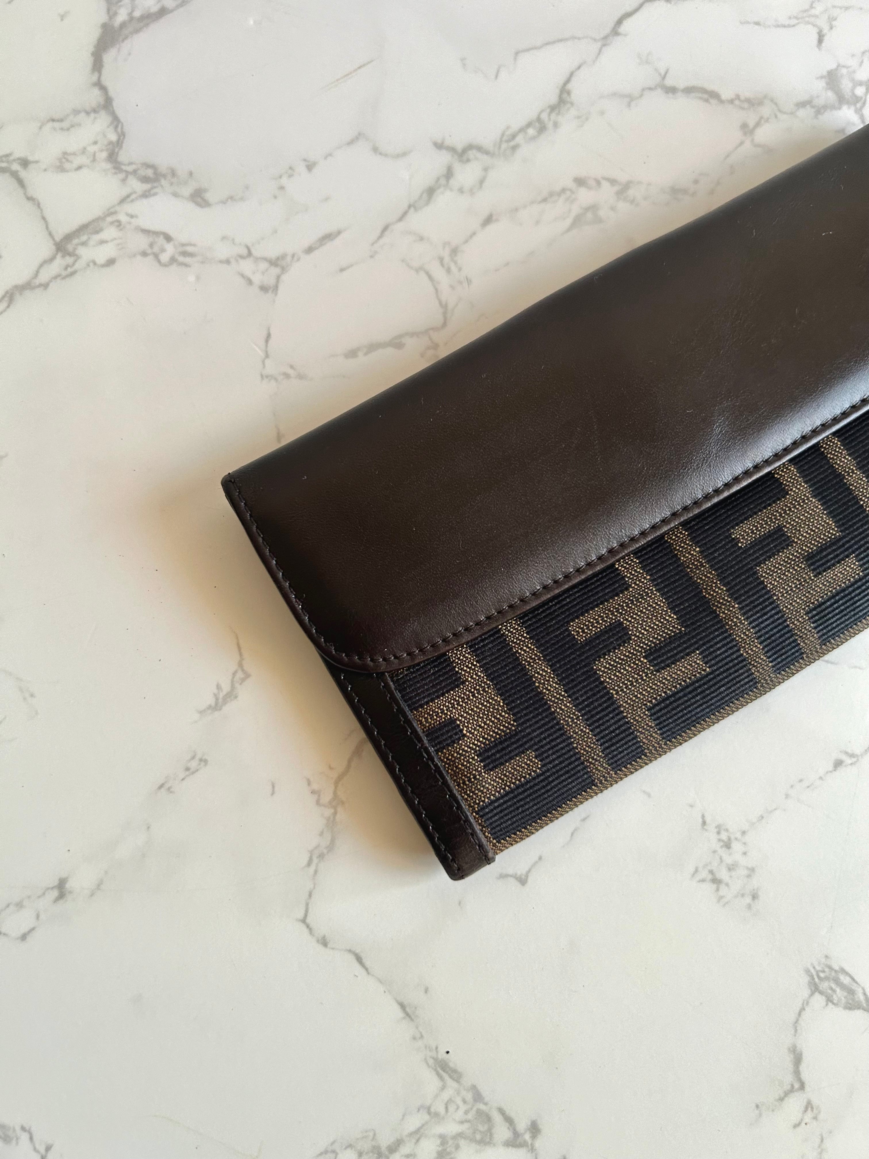 FENDI Zucchino Brown Monogram Long Wallet/Long Clip