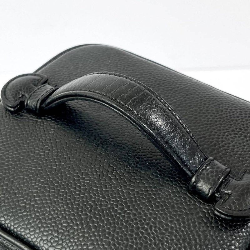 CHANEL Rare Vertical Black Caviar Leather Vanity Box/Side Bag/Messenger Bag/Clutch