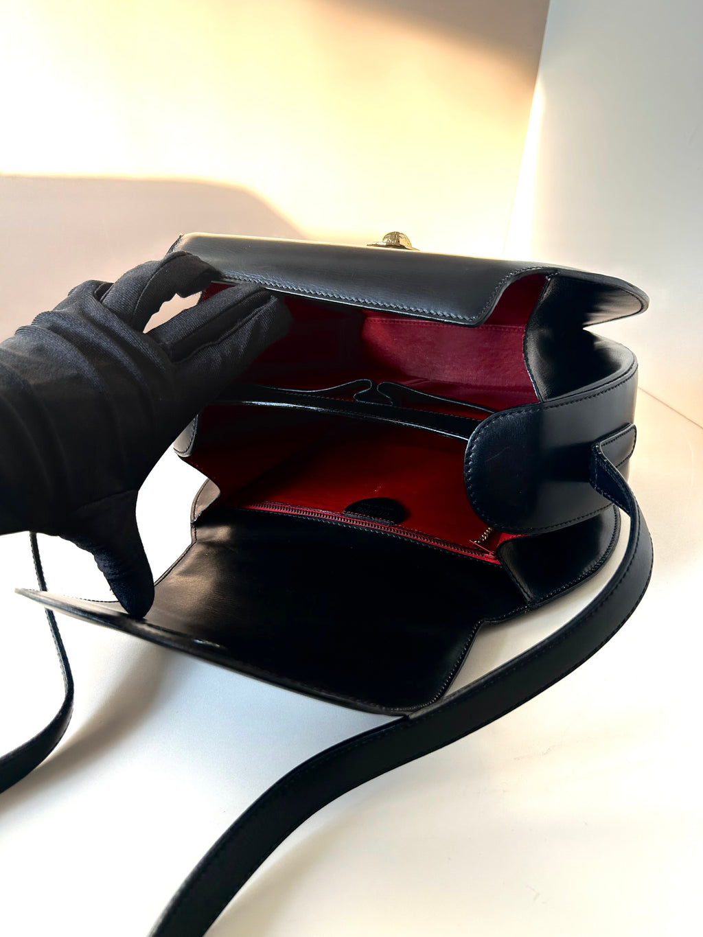 CELINE Rare Moving Planet Black Leather Tofu Bun Small Bag Side Bag / Crossbody Bag
