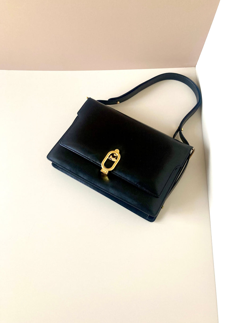 CELINE Black x Gold Horse Carriage Crossbody Bag