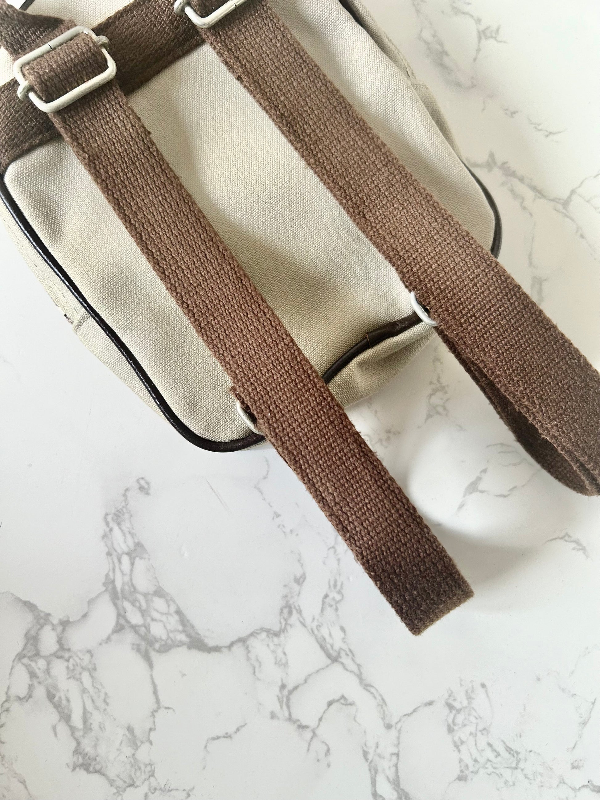 CELINE rare beige black Arc de Triomphe small backpack / rucksack / backpack