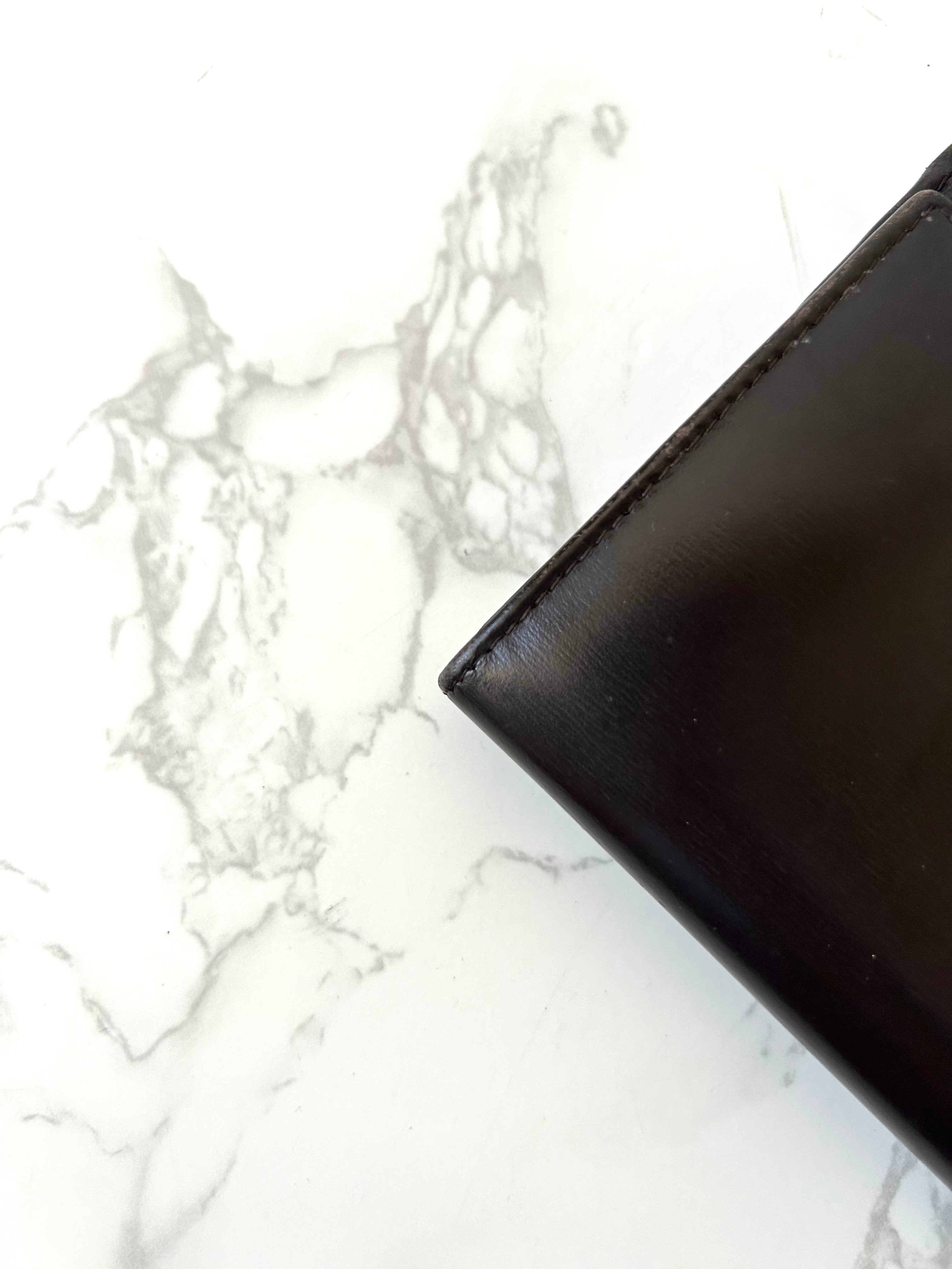 CELINE rare dark brown planet short wallet / wallet