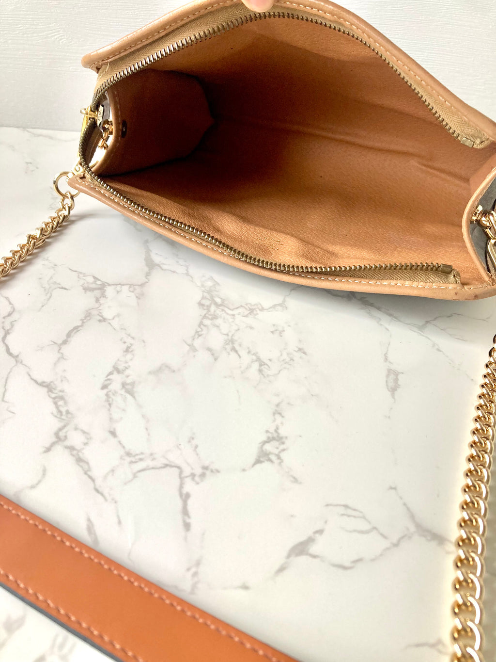 CELINE Brown Macadam Monogram Two-way Shoulder Bag / Pouch Chain Bag