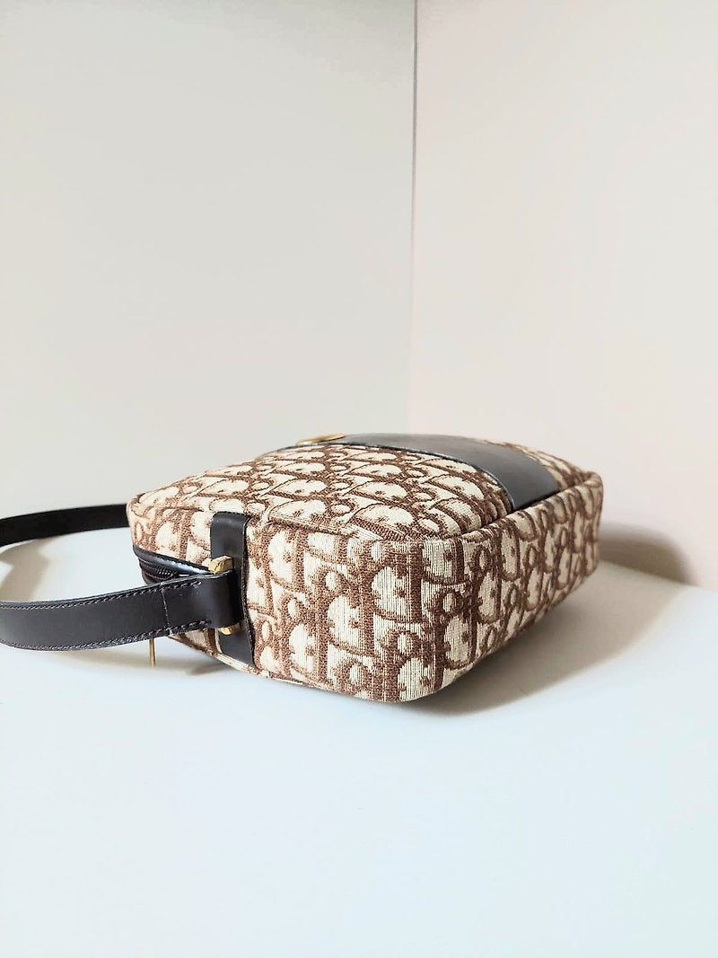 CHRISTIAN DIOR Burgundy old flower camera bag/shoulder bag/side bag/oblique bag