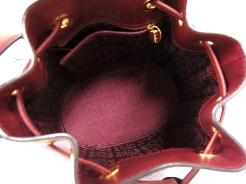 CARTIER Rare Burgundy Small Bucket Drawstring Bag/Side Bag/Messenger Bag