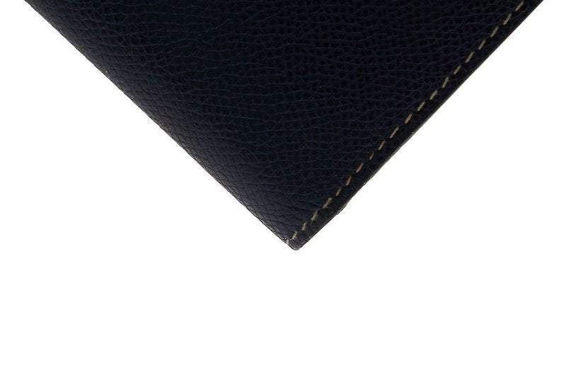 HERMES Bearn blue and black silver buckle sheepskin leather long wallet / wallet