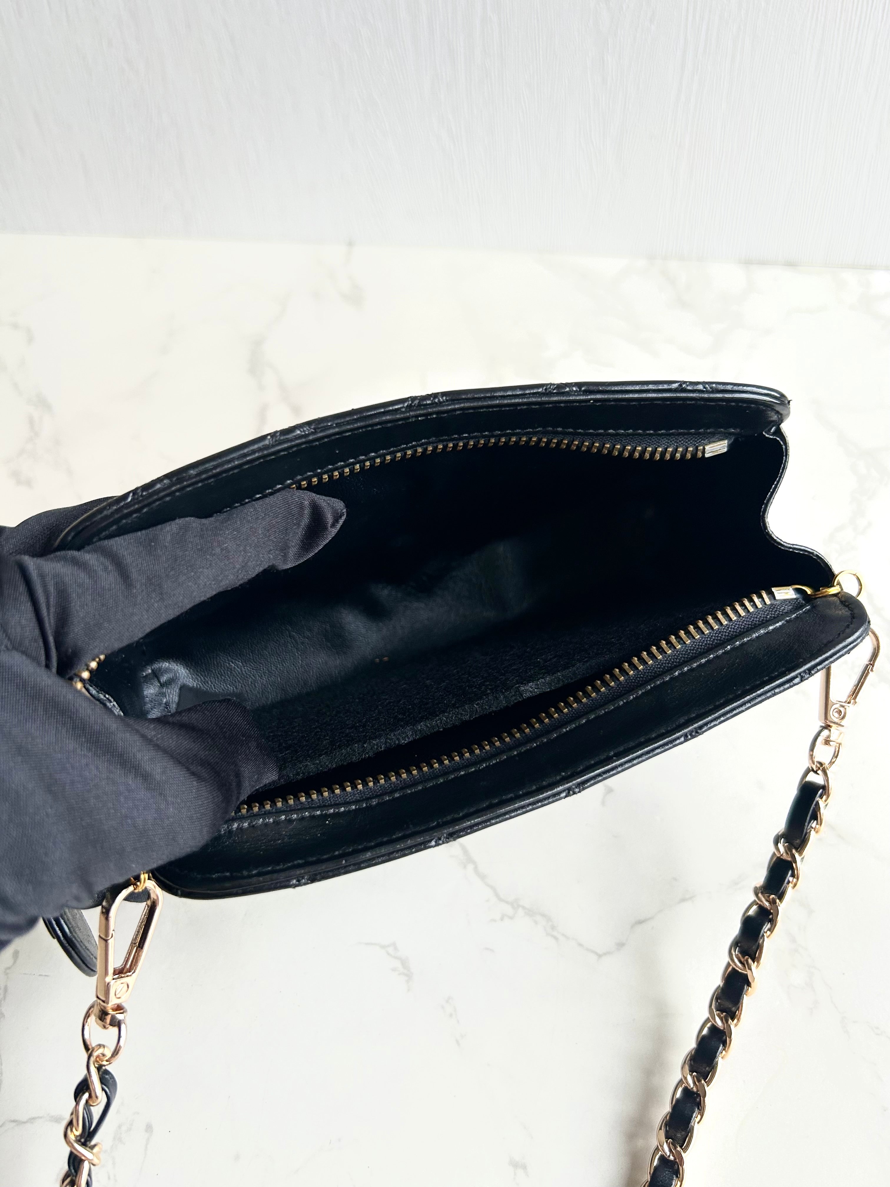 Chanel黑金色小羊皮革斜背包 單肩包 側背包 中古包