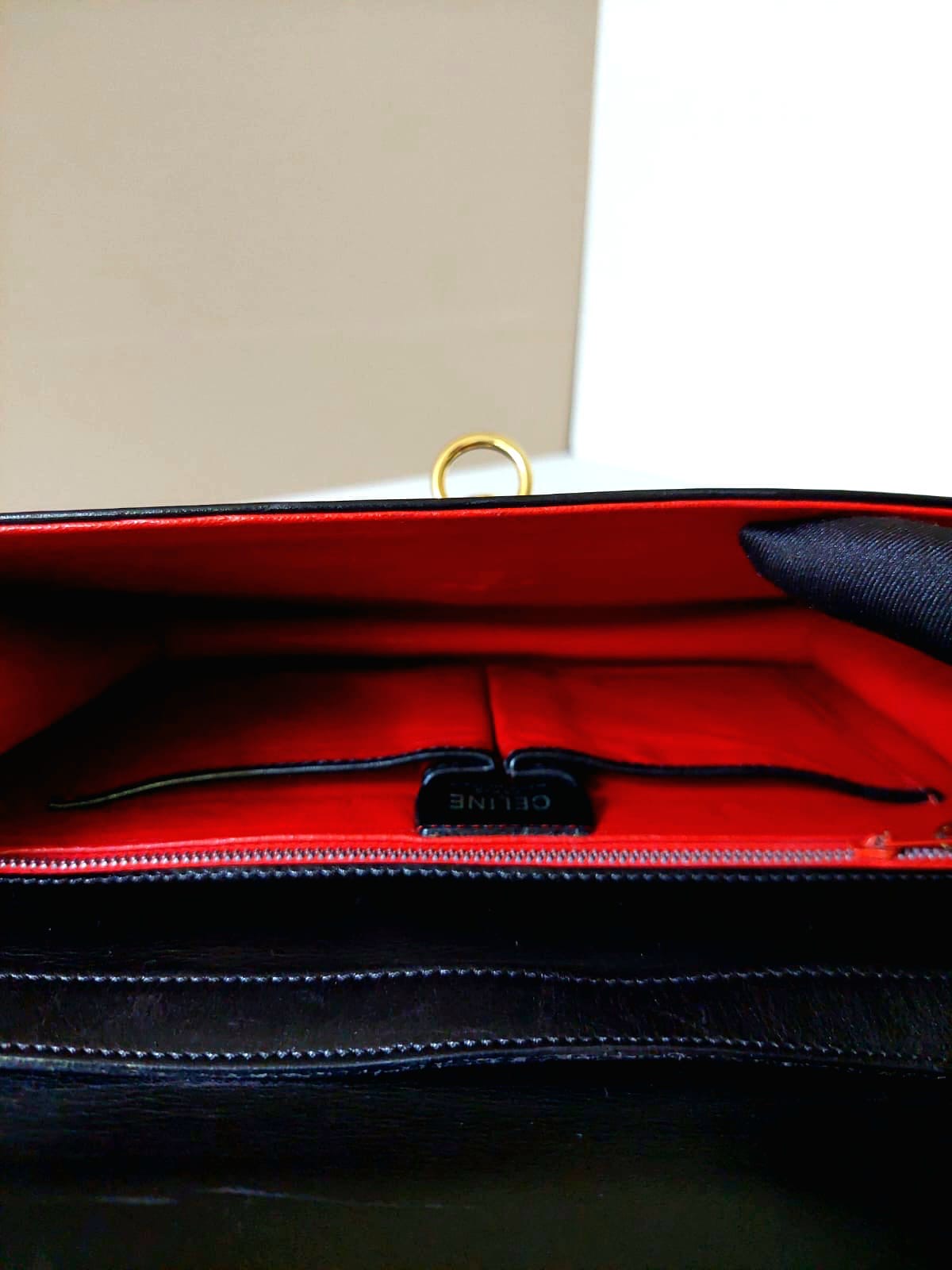 CELINE black gold ring envelope box small clutch/side bag/crossbody bag