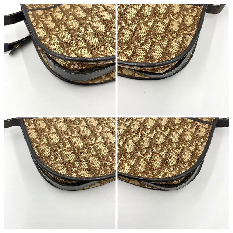 CHRISTIAN DIOR Burgundy old flower Bobby shoulder bag/side backpack/underarm bag