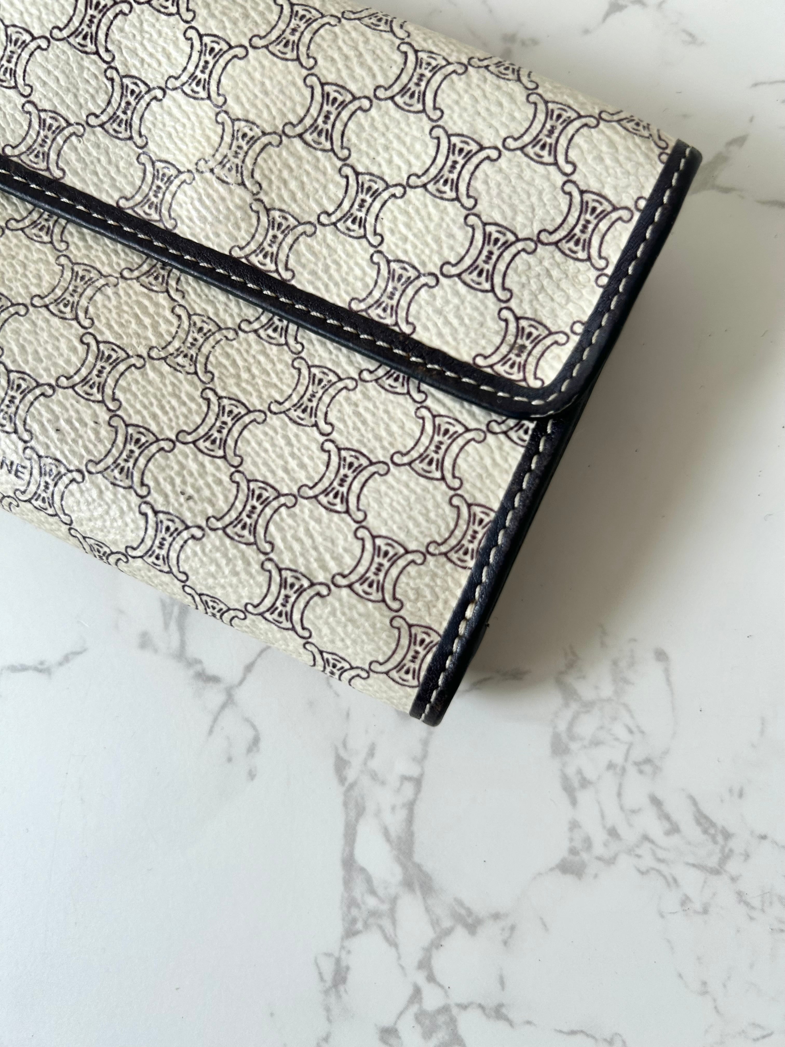CELINE black and white monogram Arc de Triomphe monogram short wallet/wallet/wallet