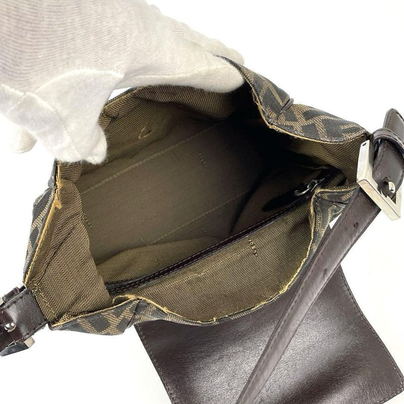 FENDI Zucchino Brown Monogram Flap Bag/Side Bag