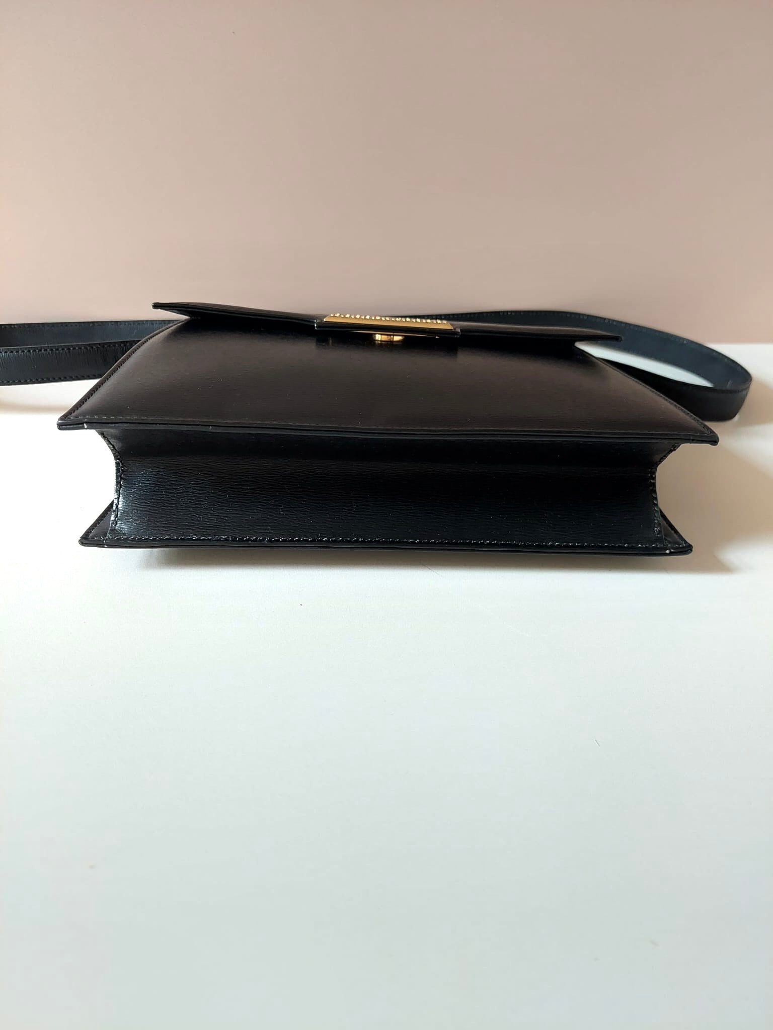 CHRISTIAN DIOR black gold houndstooth button trapezoidal Kelly shoulder bag / side bag / oblique bag