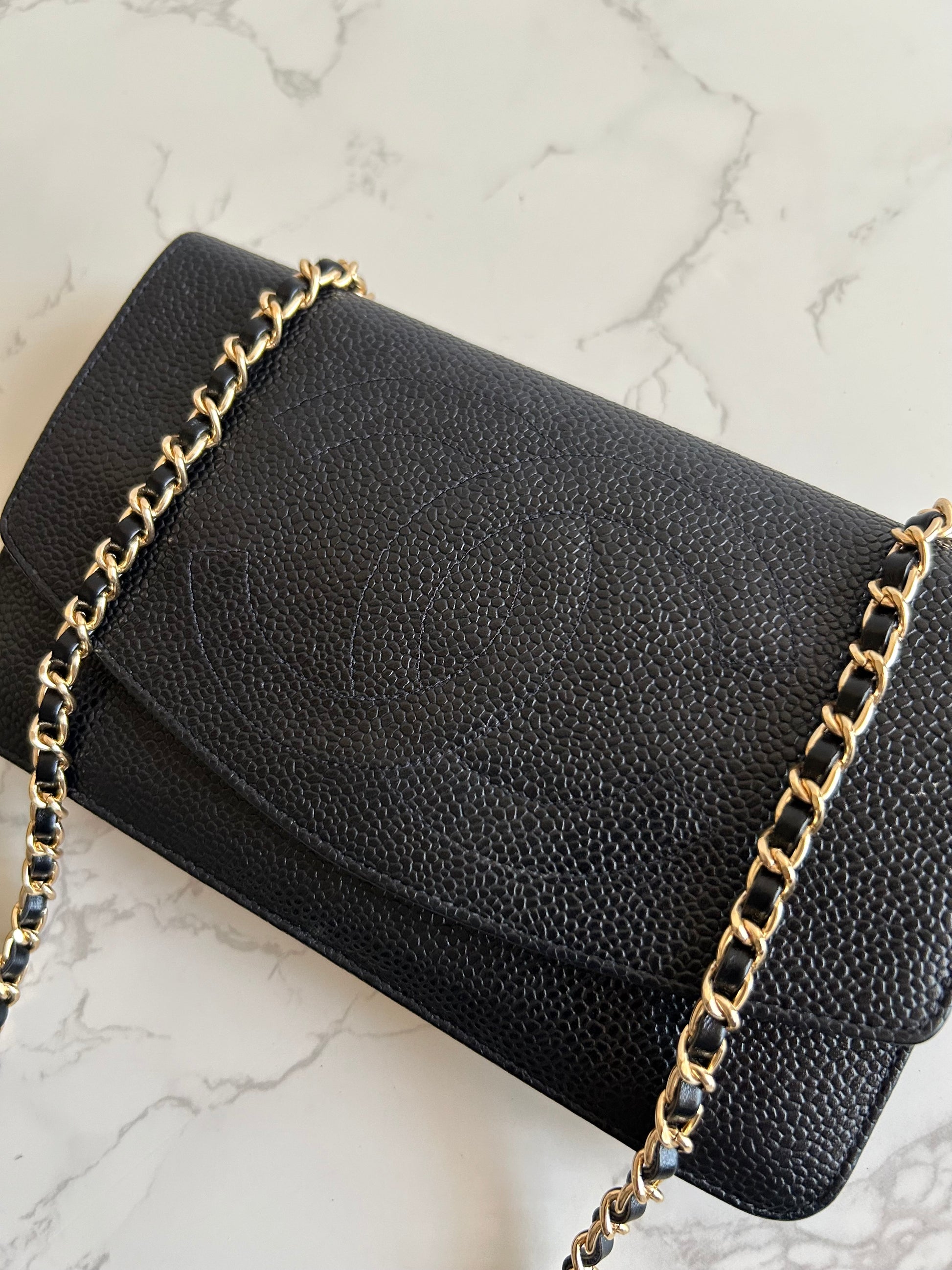 CHANEL Rare Black Caviar Chain WOC/Side Bag/Messenger Bag