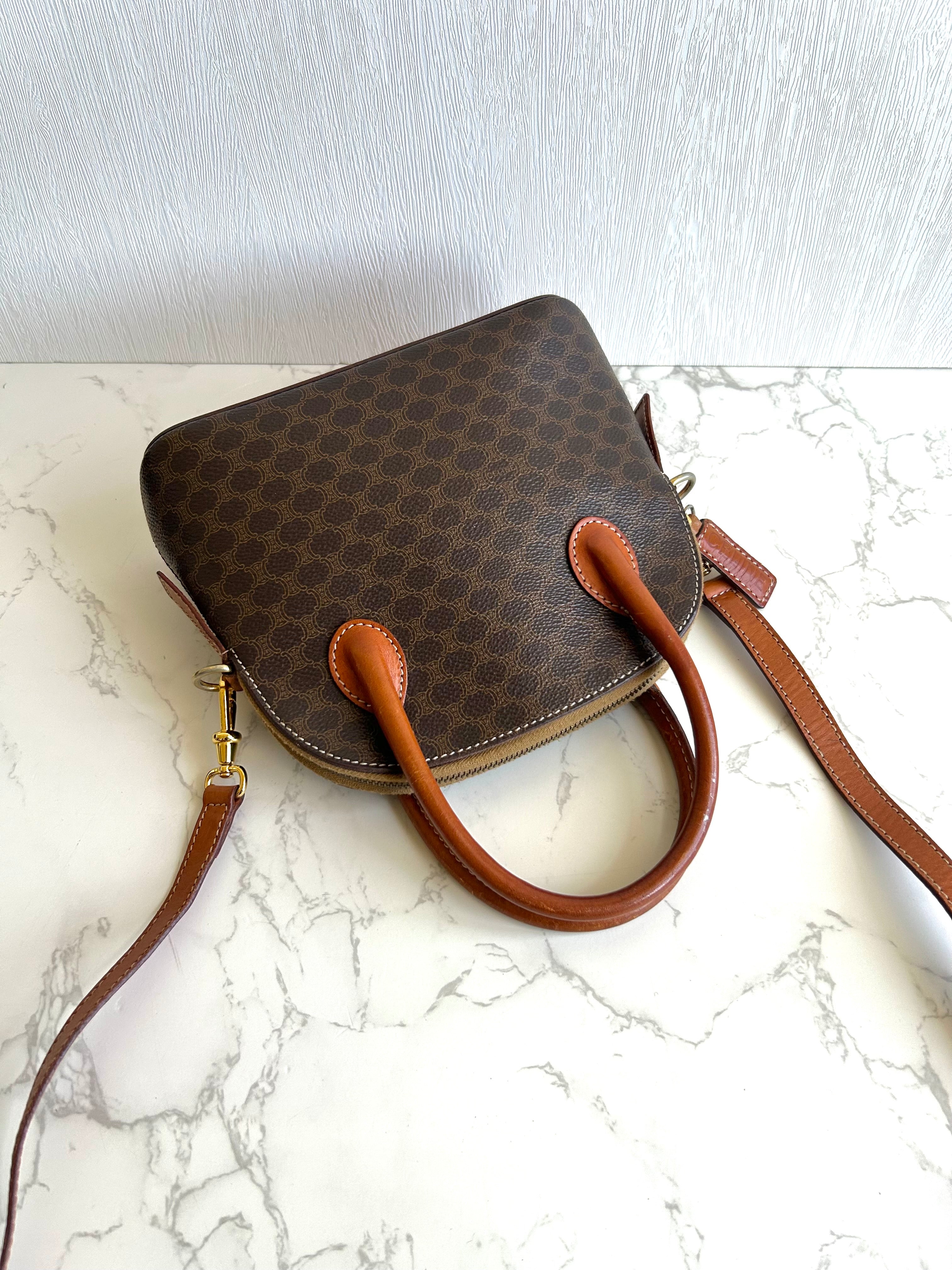 CELINE rare old flower small shell/side bag/oblique bag/handbag