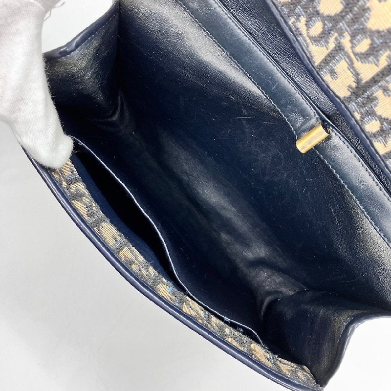CHRISTIAN DIOR dark blue monogram shoulder bag/side bag/oblique bag - Japanese second-hand Vintage