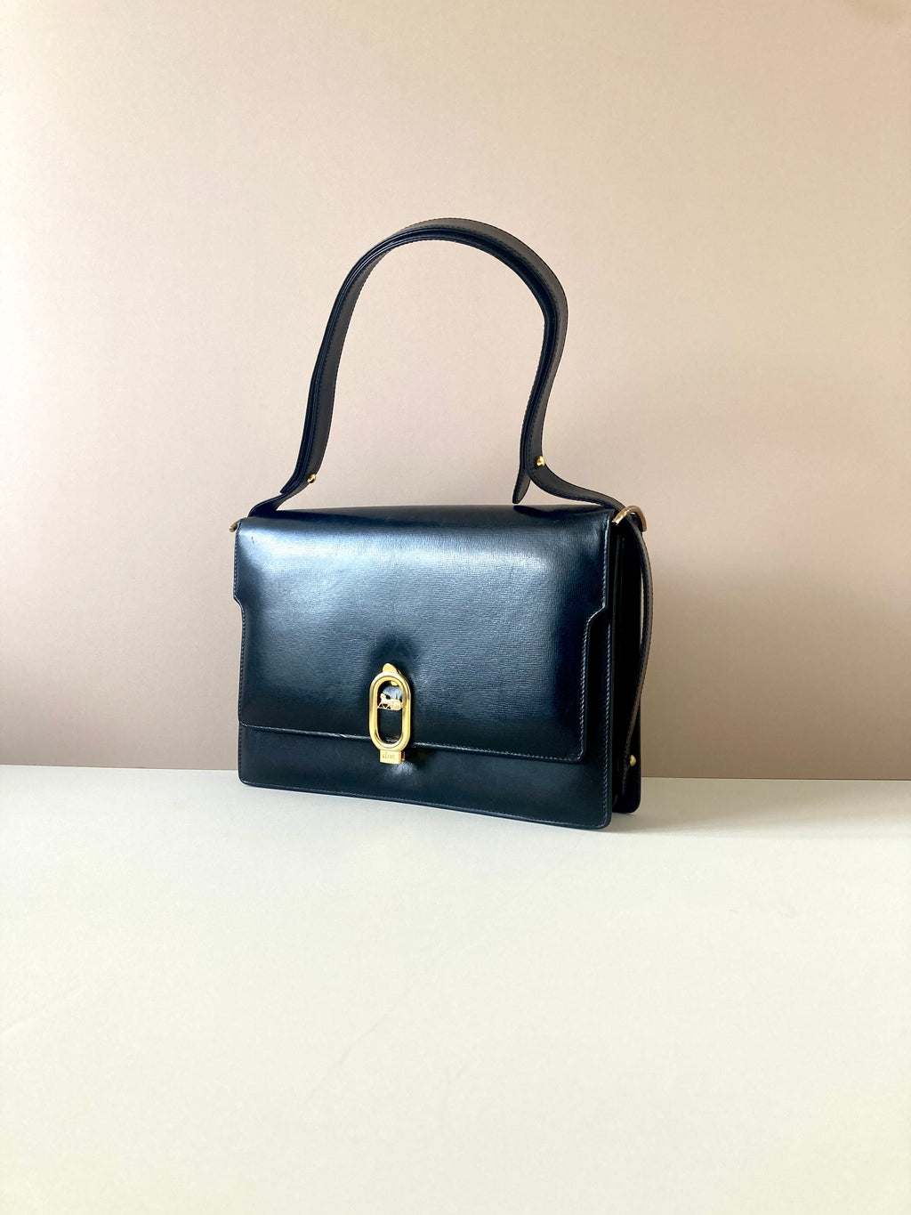 CELINE Black x Gold Horse Carriage Crossbody Bag