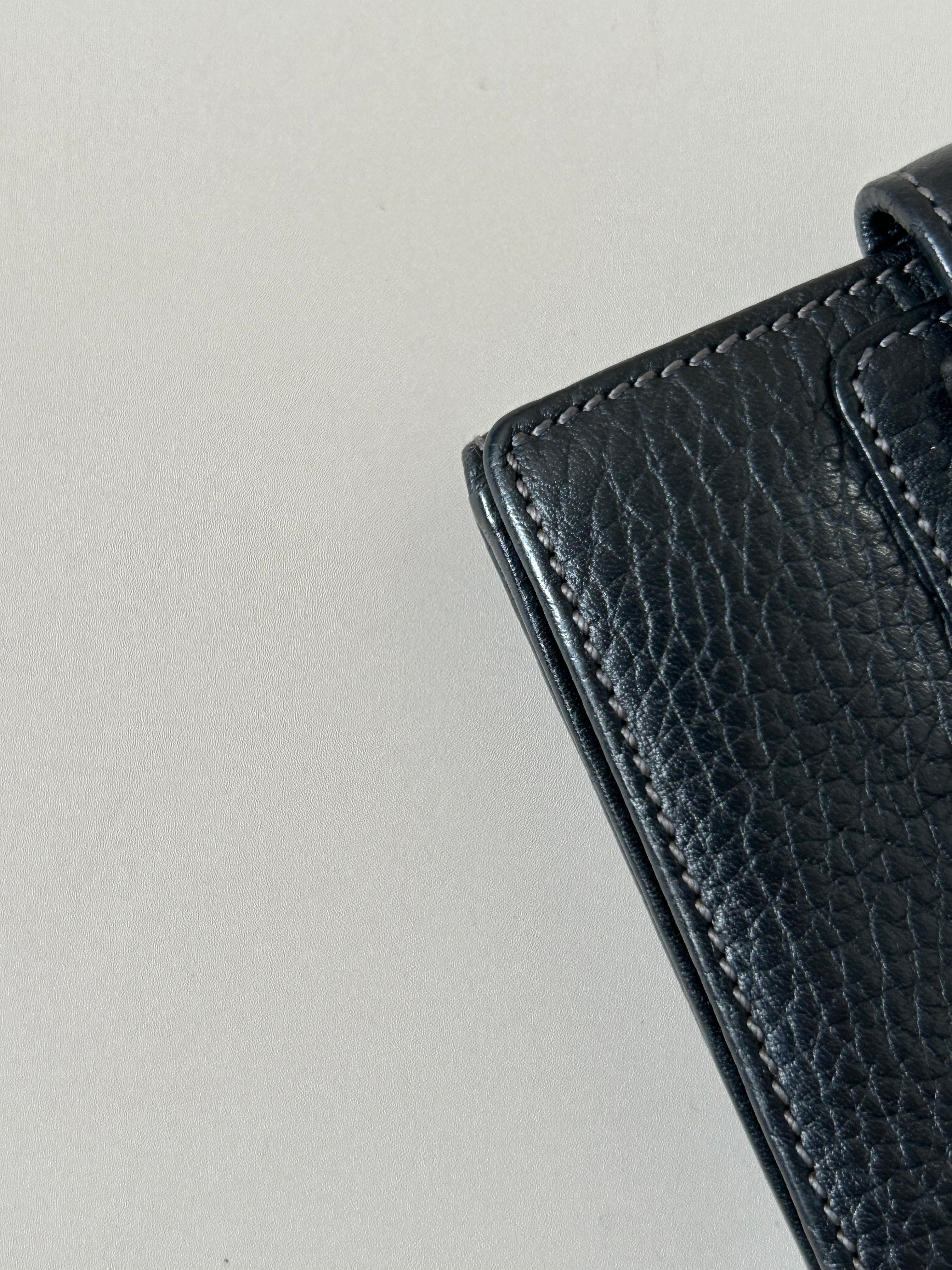 LOEWE rare black cowhide leather short wallet / small wallet / coin purse