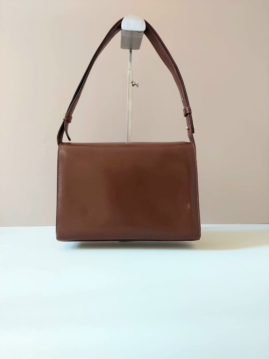 CELINE 稀有咖啡色金環扣馬鞍側背包/腋下包