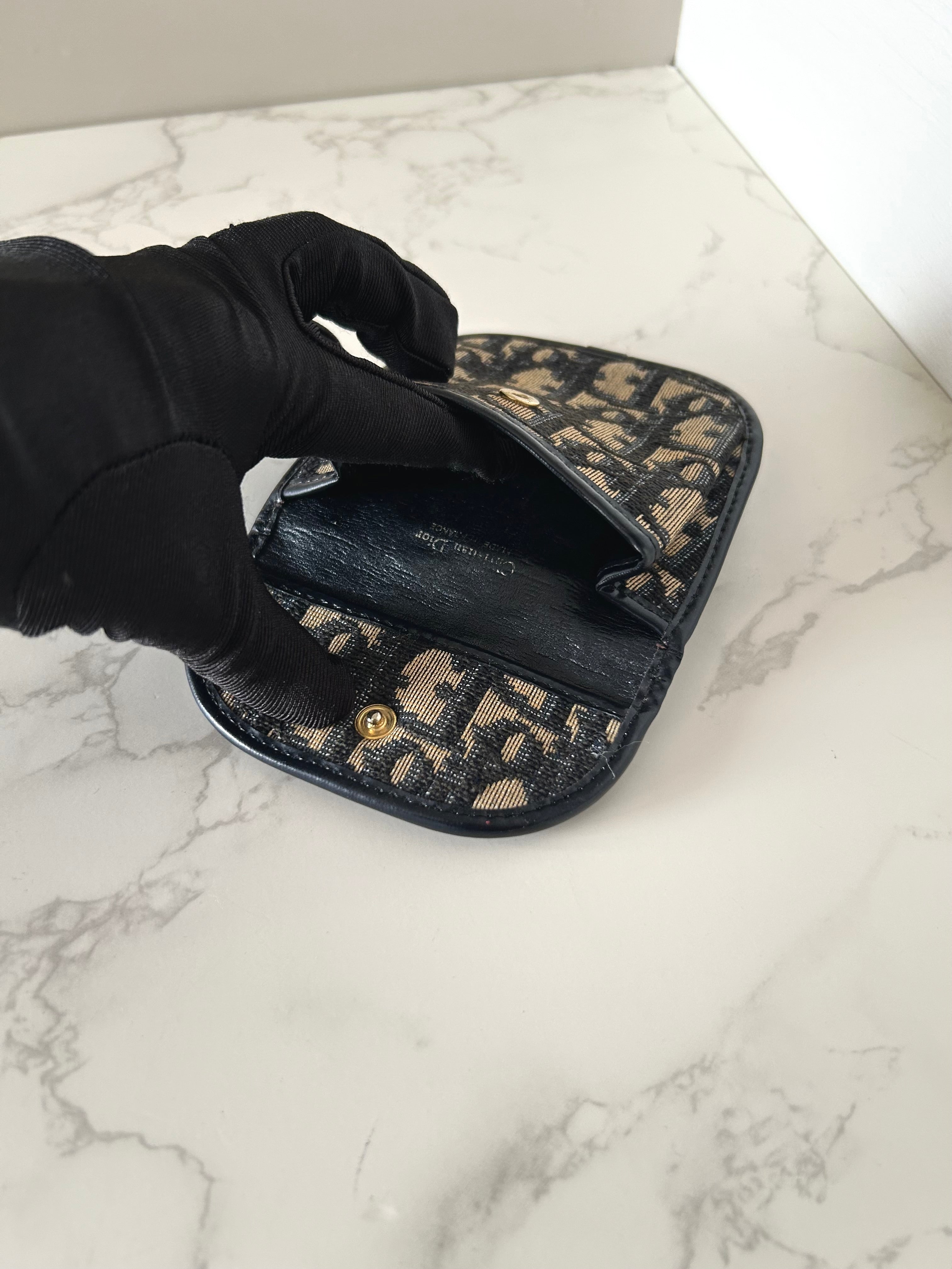 CHRISTIAN DIOR blue and black monogram multi-purpose small bag/coin purse