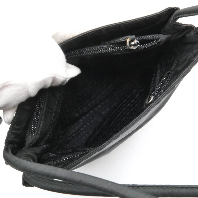 PRADA black silver triangle nylon tote bag/shoulder bag/handbag