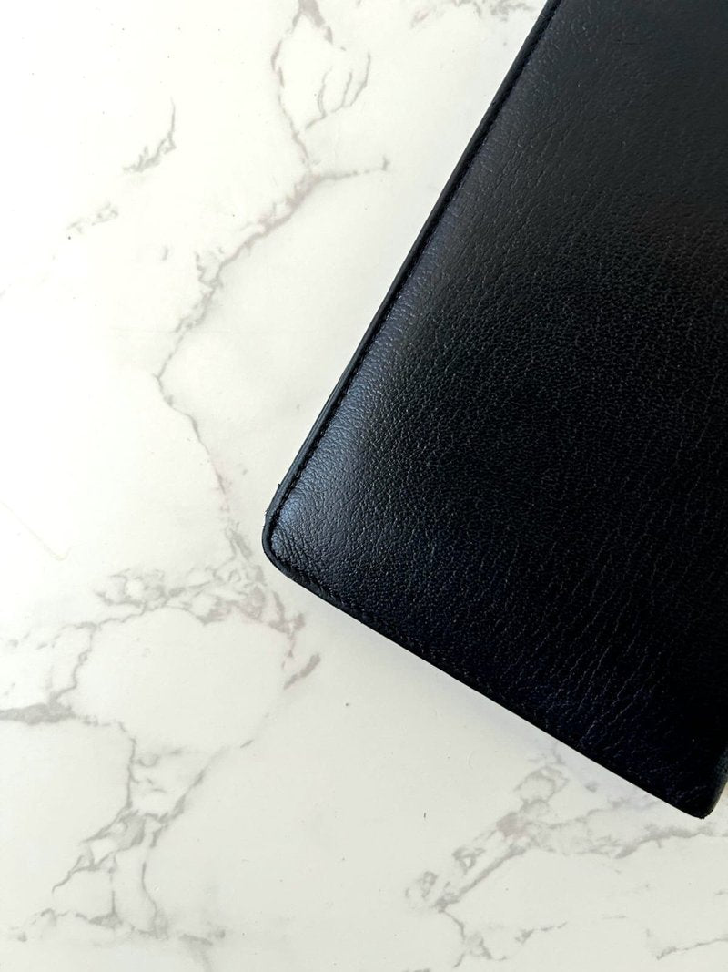 CHANEL rare black gold label short and medium wallet/wallet/passport holder