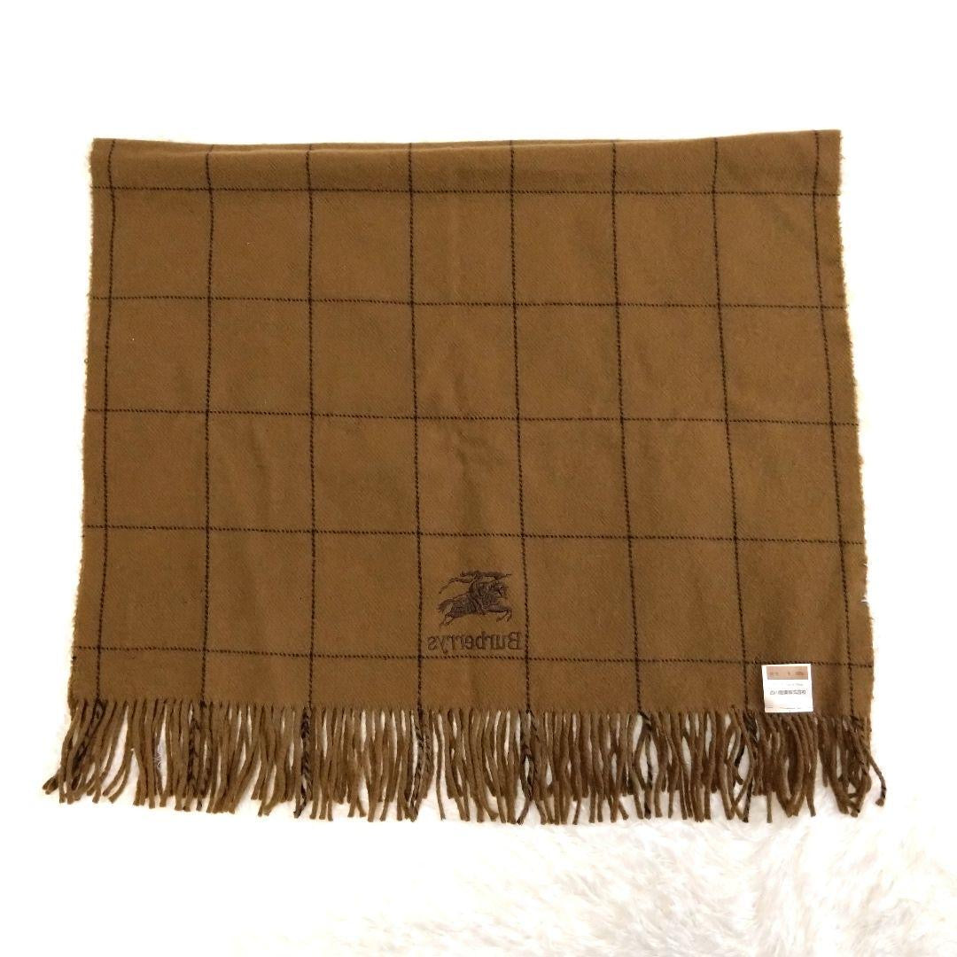 BURBERRYS 駝色幼格紋刺繡圍巾/頸巾· 新春禮品