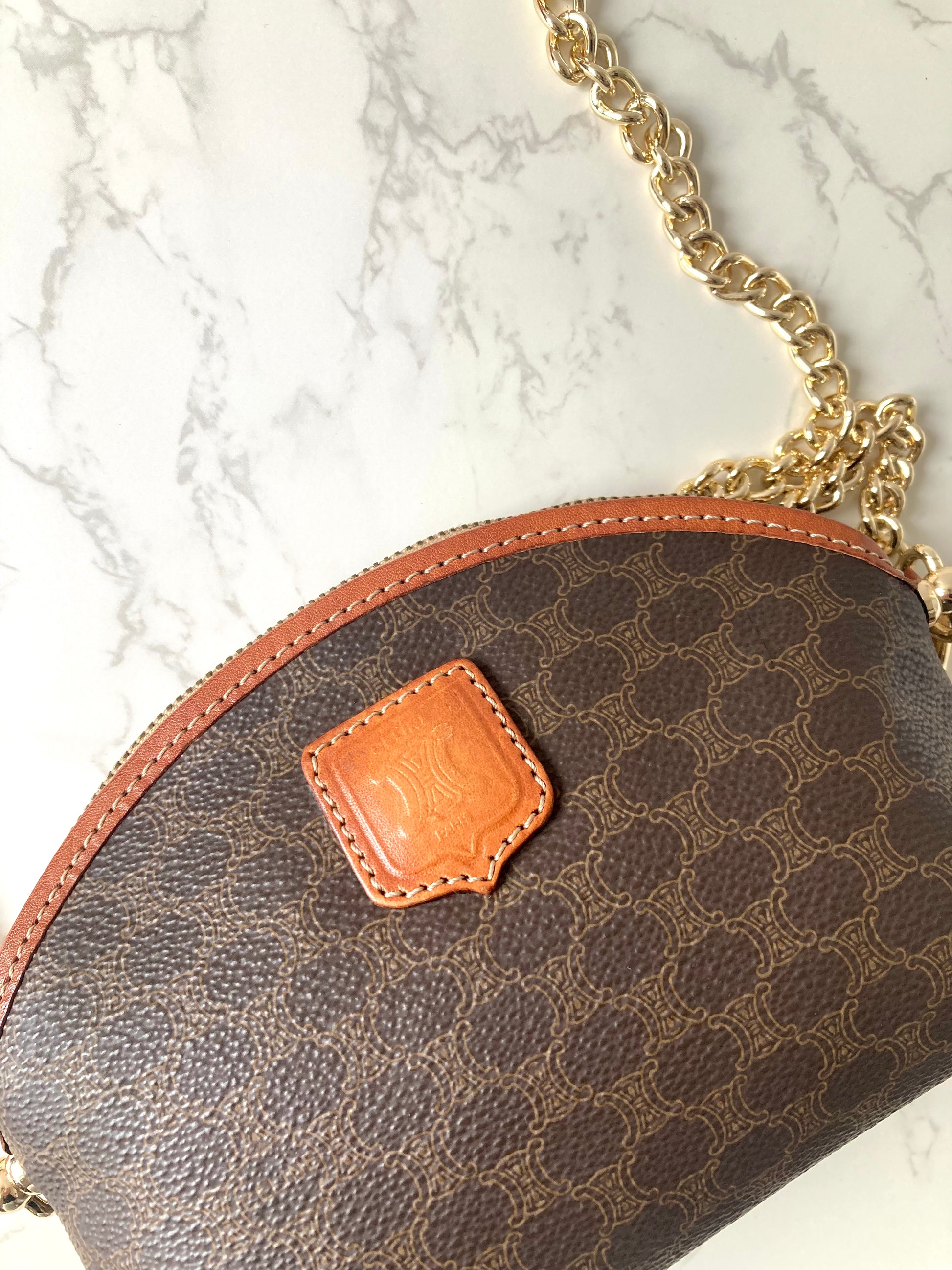 CELINE Brown Monogram Mini Pouch Chain Bag (Add-on)