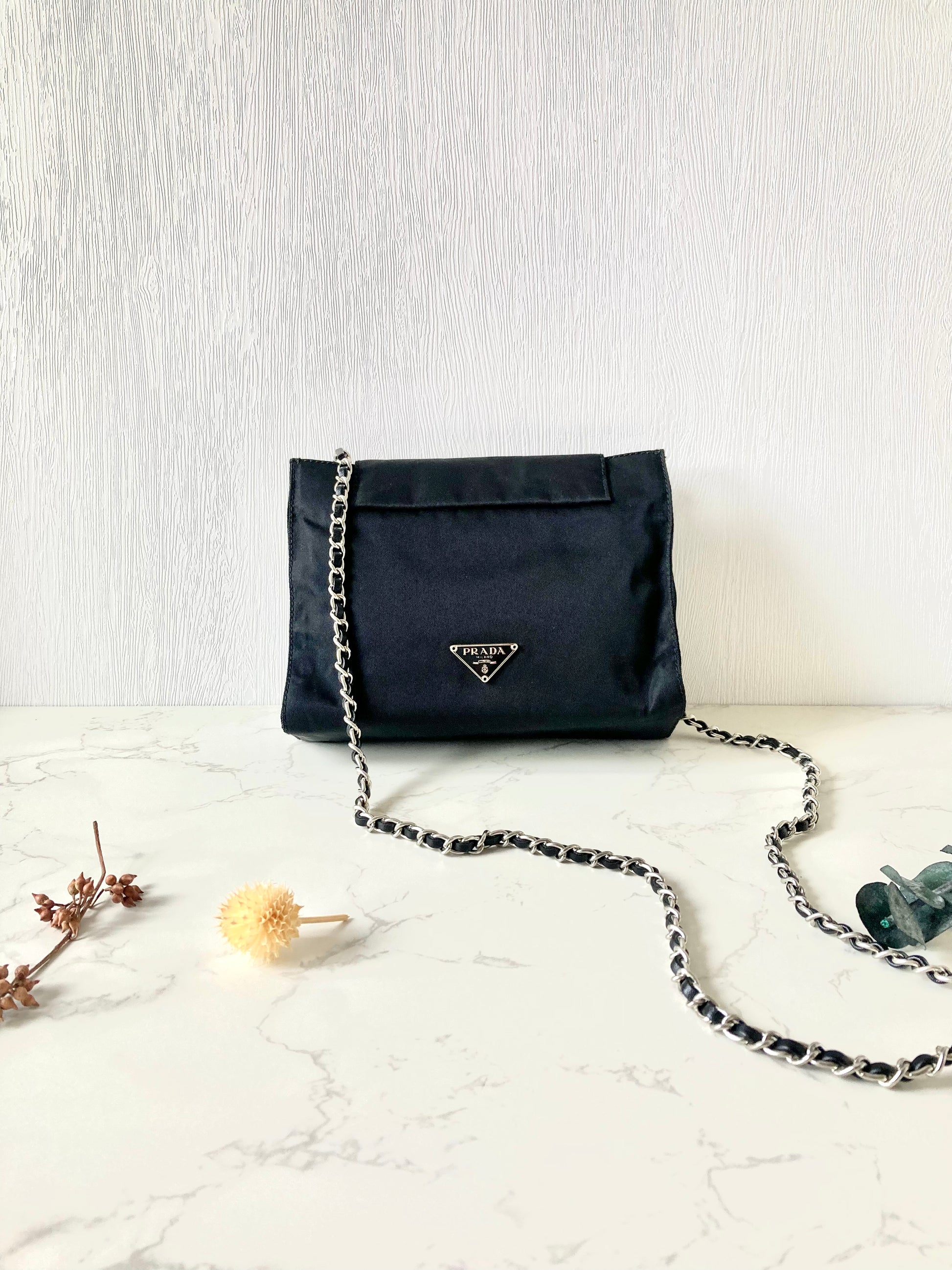 PRADA Tessuto Nylon Black Small Two-way Crossbody / Pouch Bag