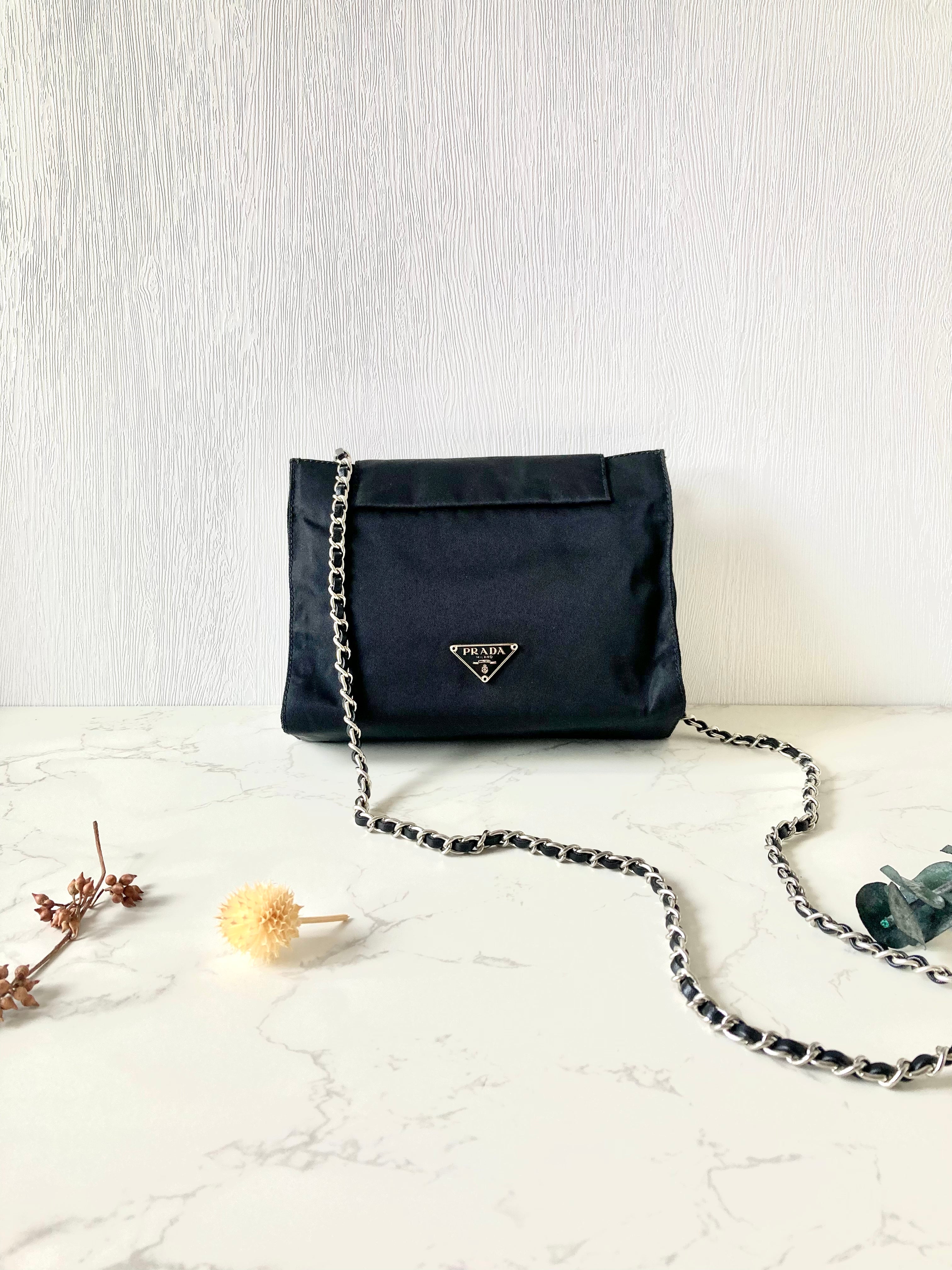 PRADA Tessuto Nylon Black Small Two-way Crossbody / Pouch Bag