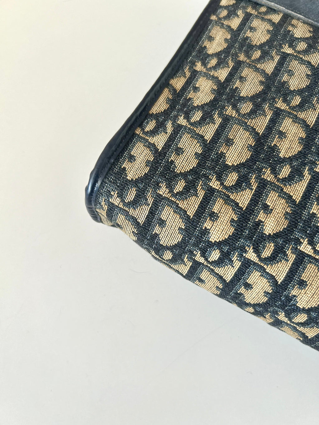 CHRISTIAN DIOR dark blue monogram shoulder bag/side bag/oblique bag