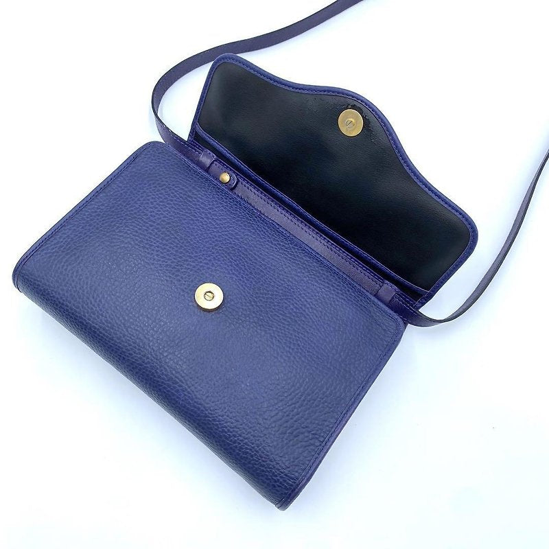 CHRISTIAN DIOR 稀有靛藍色金蛋皮革側背包/斜背包