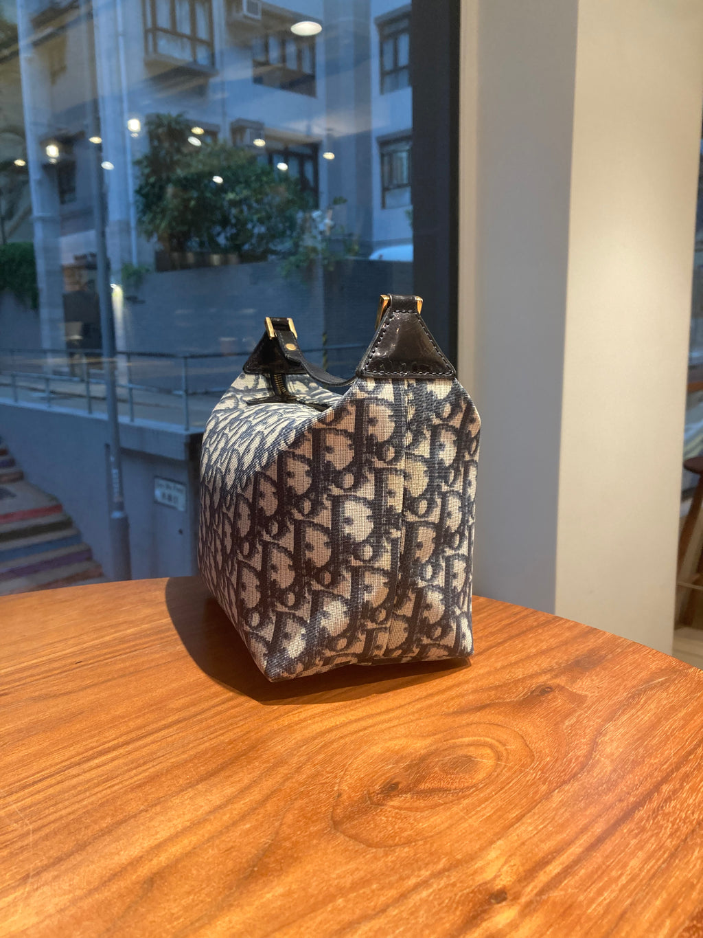CHRISTIAN DIOR Navy Trotter Monogram Lunch Box Bag