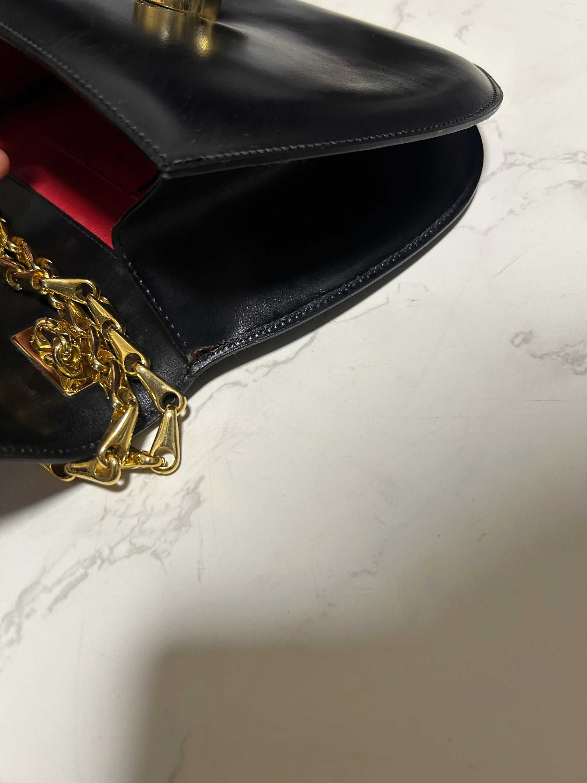 稀有CELINE黑金旋轉星球水滴鏈馬鞍包/側背包/斜背包