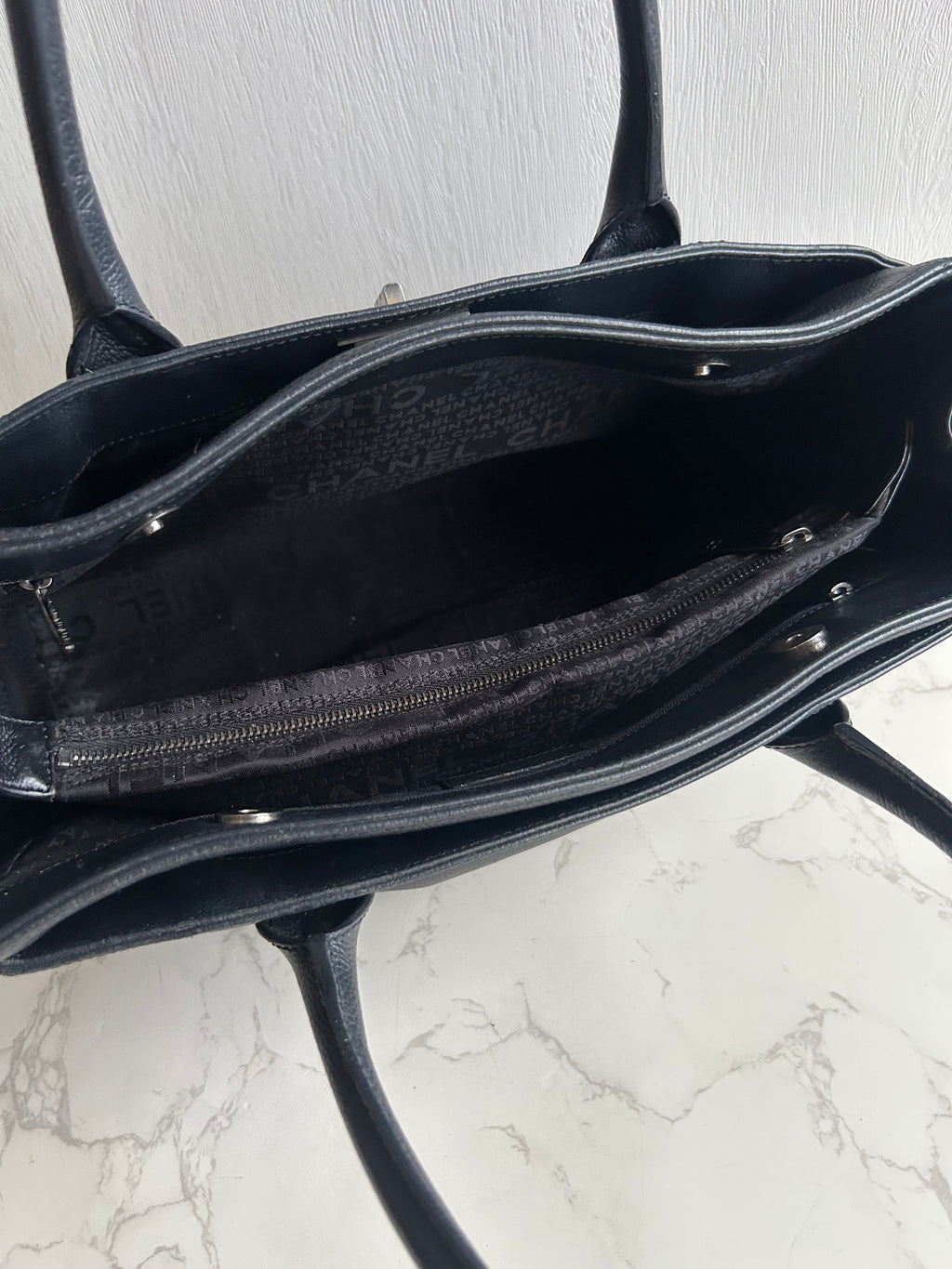 Chanel 復刻黑銀旋轉扣Executive Tote 托特包 單肩包 側背包 中古包