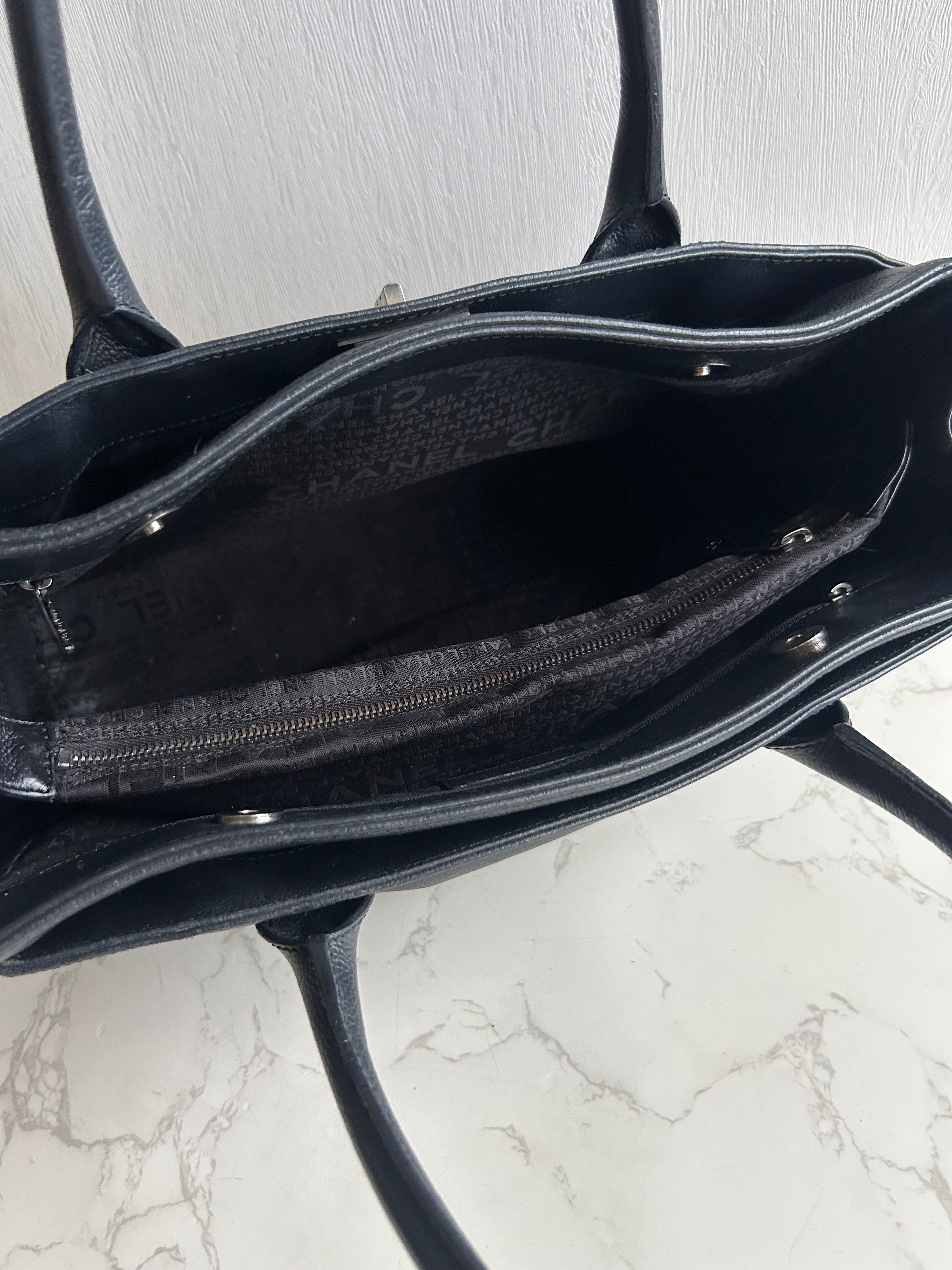 Chanel 復刻黑銀旋轉扣Executive Tote 托特包 單肩包 側背包 中古包