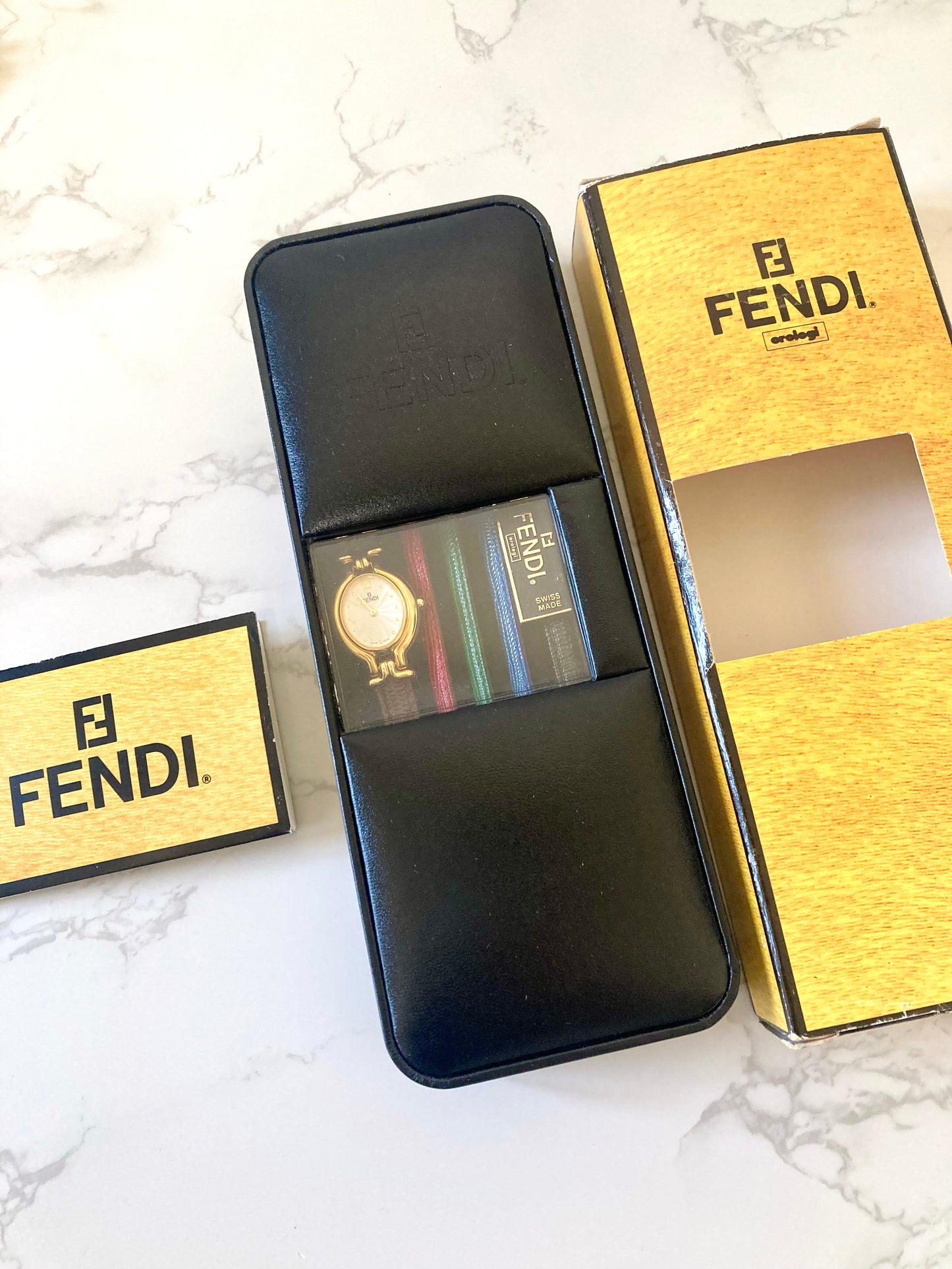 FENDI Brand New Full Set Watch with 5 Changeable Leather Straps