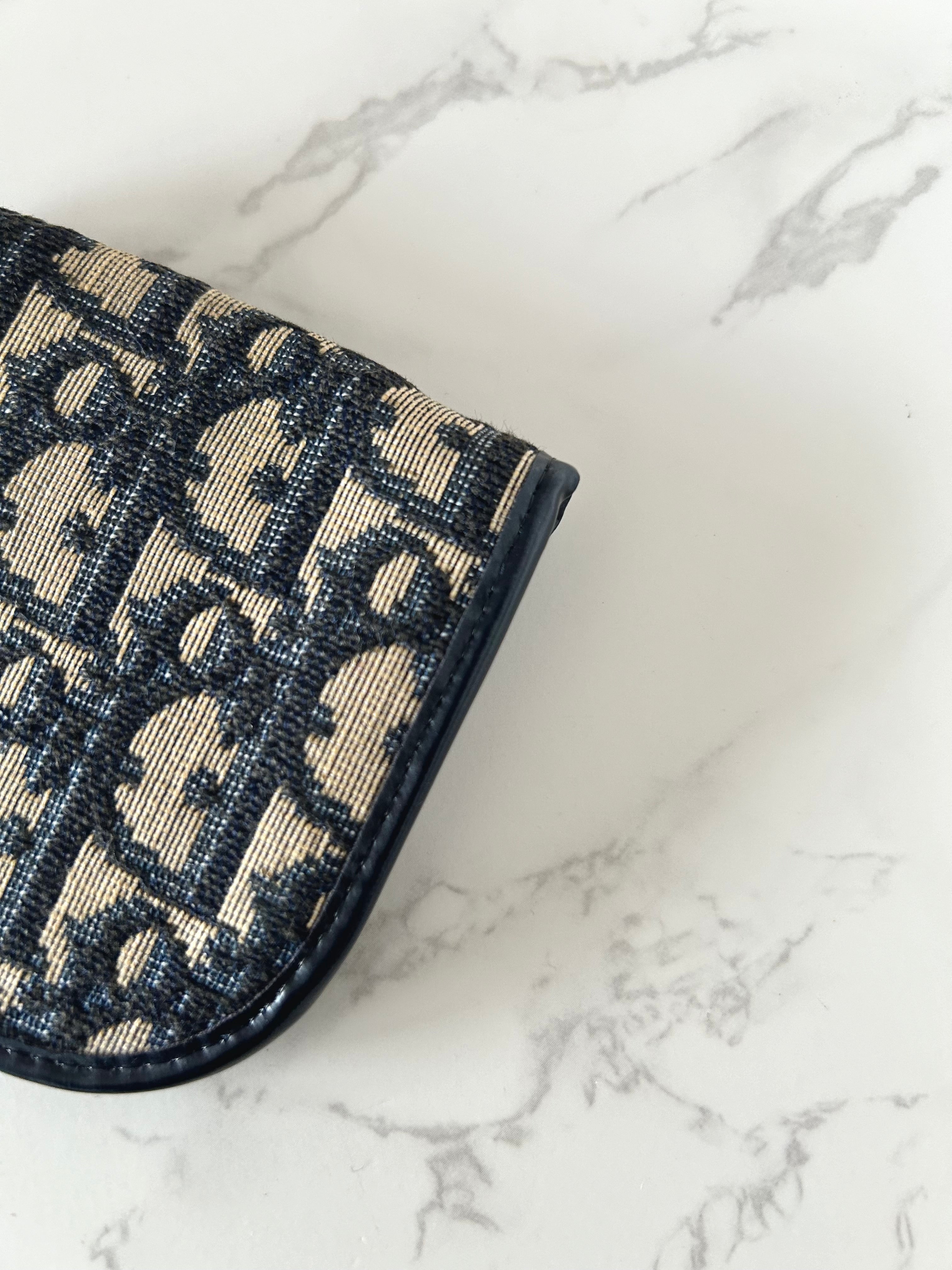 CHRISTIAN DIOR blue and black monogram multi-purpose small bag/coin purse