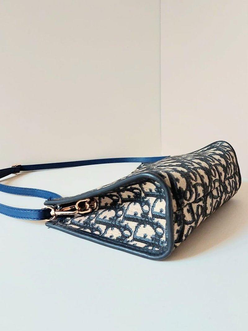 CHRISTIAN DIOR dark blue monogram shoulder bag/side bag/oblique bag - Japanese second-hand Vintage