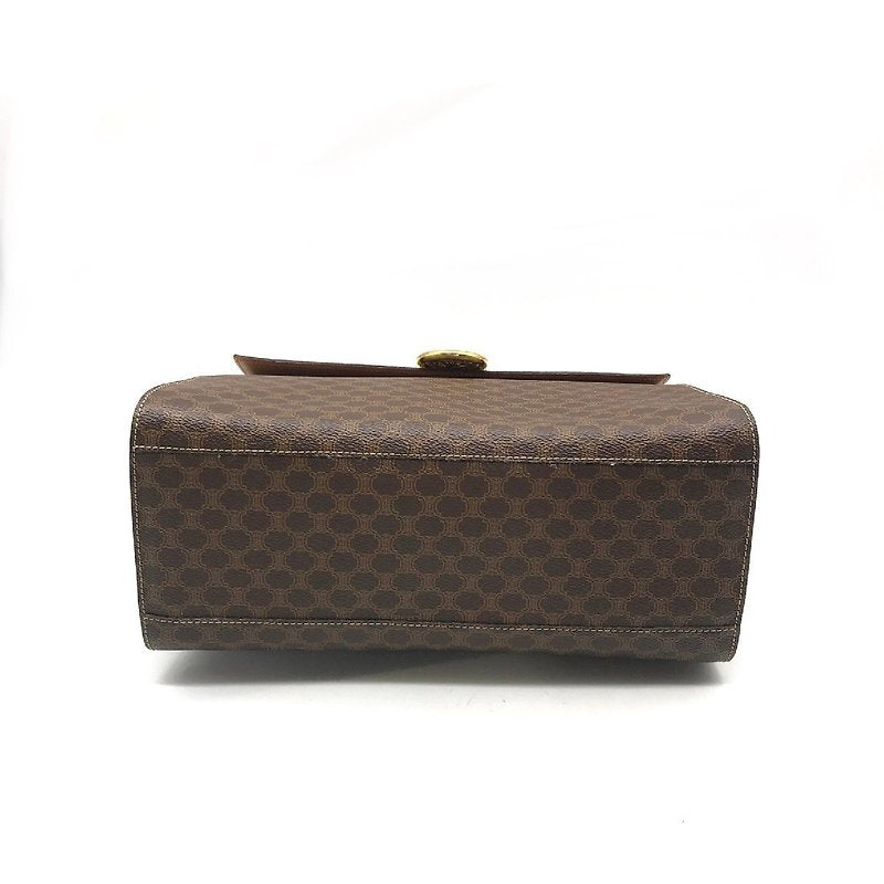CELINE rare coffee-colored old flower planet gold coin Kelly leather flap handbag