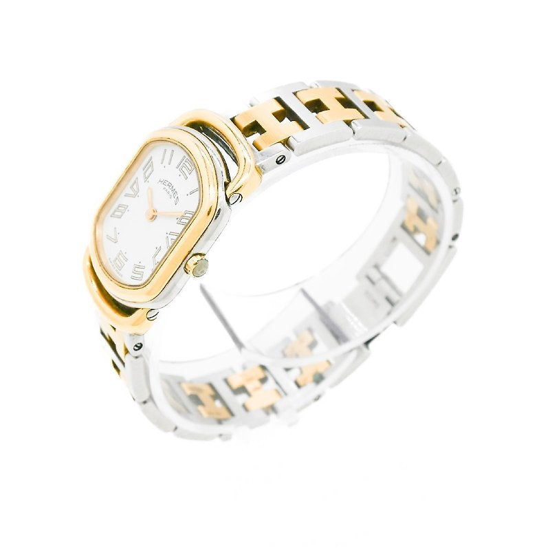 HERMES 全套連配件 - 稀有金銀色H扣鏈帶男女裝手錶腕錶