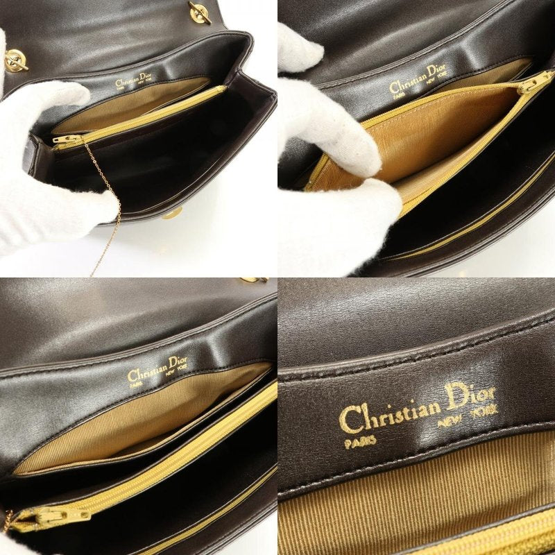 CHRISTIAN DIOR rare brown leather parent-child shoulder bag/side backpack/handbag