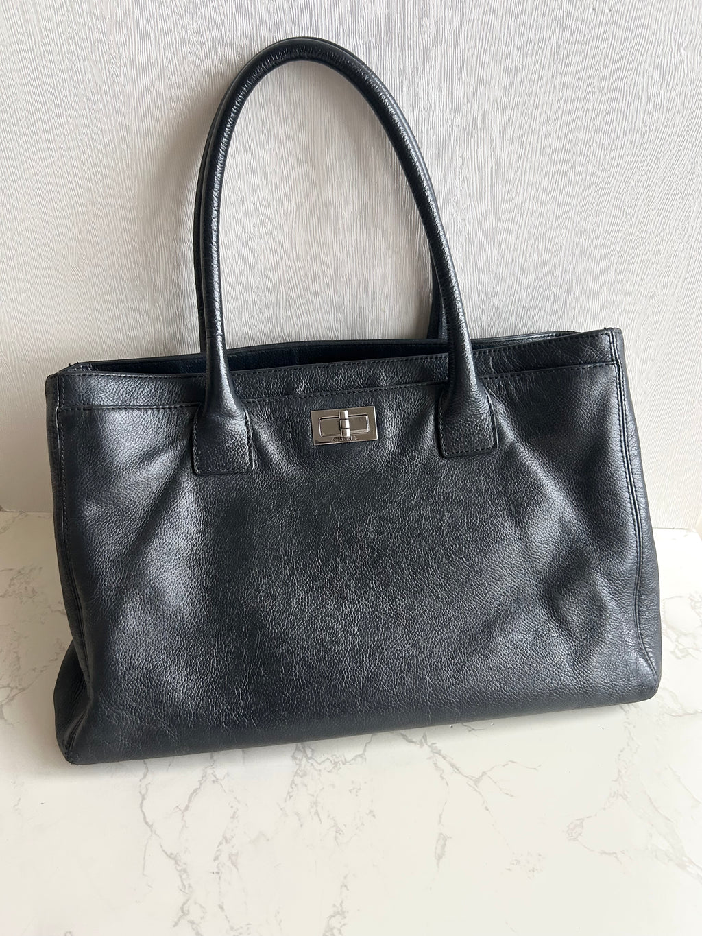Chanel 復刻黑銀旋轉扣Executive Tote 托特包 單肩包 側背包 中古包