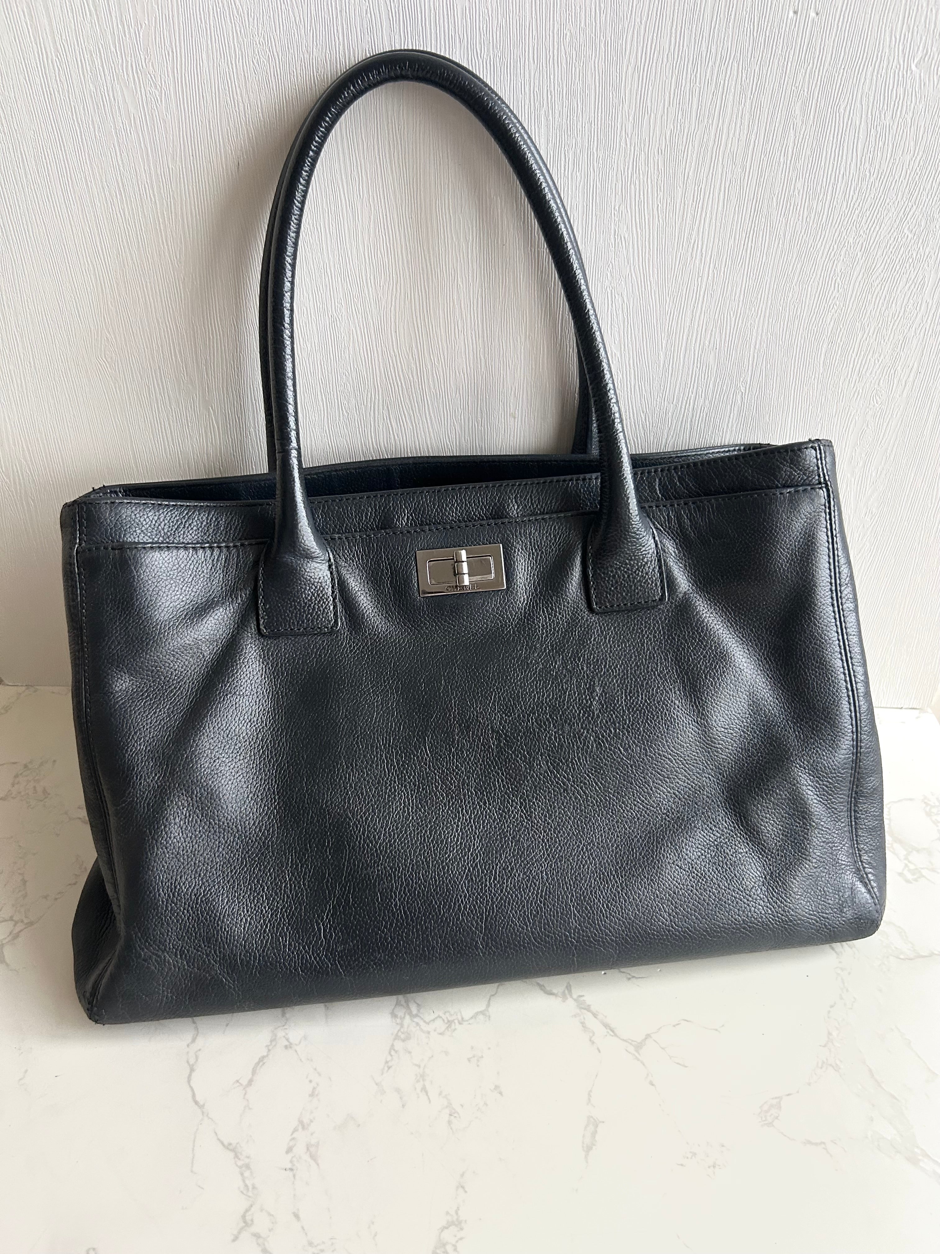 Chanel 復刻黑銀旋轉扣Executive Tote 托特包 單肩包 側背包 中古包